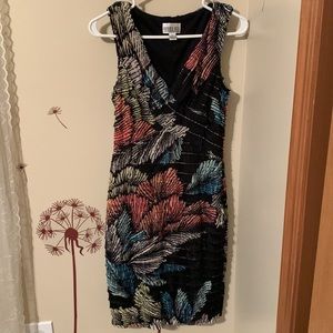 Black and floral frilly shirt dress